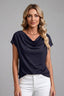 Women's Elegant Draped Cowl Neck Short Sleeve Blouse