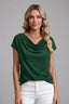 Women's Elegant Draped Cowl Neck Short Sleeve Blouse