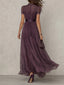 Women's Elegant Purple Chiffon Keyhole Maxi Dress