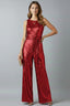 Women's Elegant Sequin Belted Wide Leg Jumpsuit