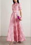 Women's Elegant Short Puff Sleeves Wedding Guest Maxi Dress