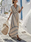 Women's Elegant Striped Twist Front Summer Maxi Dress