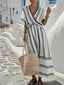 Women's Elegant Striped Twist Front Summer Maxi Dress