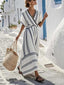 Women's Elegant Striped Twist Front Summer Maxi Dress