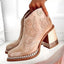 Women's Embroidered Studded-Toe Block-Heel Western Ankle Boots