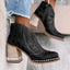 Women's Embroidered Studded-Toe Block-Heel Western Ankle Boots