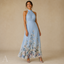 Women's Floral Halter-Neck Sleeveless Flowy A-Line Maxi Dress