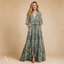 Women's Floral Low V-Neck Flowy Lightweight Relaxed Maxi Dress