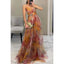 Women's Floral Print Tulle Strapless Maxi Dress
