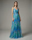 Women's Floral Print Tulle Strapless Maxi Dress