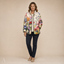 Women's Floral Quilted Open-Front with Stand Collar and Pockets Jacket