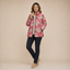 Women's Floral Quilted Open-Front with Stand Collar and Pockets Jacket