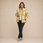 Women's Floral Quilted Open-Front with Stand Collar and Pockets Jacket