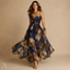 Women's Floral V-Neck Spaghetti-Strap Wrap-Bodice Flowy Maxi Dress