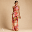 Women's Flowy Floral Halter-Neck Sleeveless Ruched Maxi Dress