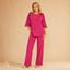 Women's Flowy Wide-Leg Relaxed Top and Trousers Two-Piece Set