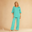 Women's Flowy Wide-Leg Relaxed Top and Trousers Two-Piece Set