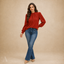 Women's High-Neck with Cuffs Pleated-Front Long Puff-Sleeve Blouse