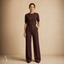 Women's High-Rise Pull-On Straight-Leg Structured Tailored Trousers