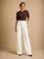 Women's High-Rise Pull-On Straight-Leg Structured Tailored Trousers