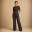 Women's High-Rise Pull-On Straight-Leg Structured Tailored Trousers