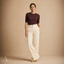 Women's High-Rise Pull-On Straight-Leg Structured Tailored Trousers