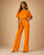 Women's High-Waist Belted Wide-Leg Relaxed-Fit Jumpsuit