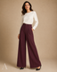 Women's High-Waist Pleated Tailored Wide-Leg Full-Length Trousers