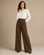 Women's High-Waist Pleated Tailored Wide-Leg Full-Length Trousers