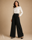 Women's High-Waist Pleated Tailored Wide-Leg Full-Length Trousers