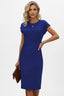 Women's Wedding Guest Ruched Waist Bodycon Cap Sleeve Midi Dress