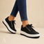 Women's Lace-Up Low-Top with Thick Cushioned Sole Platform Sneakers