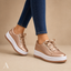 Women's Lace-Up Low-Top with Thick Cushioned Sole Platform Sneakers