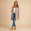 Women's Longline Open-Front with Side Pockets Draped Lapel Jacket