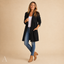 Women's Longline Open-Front with Side Pockets Draped Lapel Jacket
