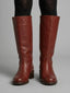 Women's Mid-Calf Square-Toe Pull-On Low Block-Heel Western Boots
