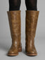 Women's Mid-Calf Square-Toe Pull-On Low Block-Heel Western Boots
