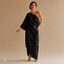 Women's One-Shoulder Long-Sleeve Draped Floor-Length Maxi Dress
