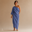 Women's One-Shoulder Long-Sleeve Draped Floor-Length Maxi Dress