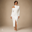 Women's One-Shoulder Long-Sleeve Slim-Fit Asymmetric Midi Dress
