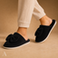Women's Open-Back Ribbed with Oversized Bow Detail House Slippers