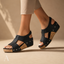 Women's Open-Toe with Front Zip and Slingback Platform Wedge Sandals