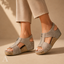 Women's Open-Toe with Front Zip and Slingback Platform Wedge Sandals