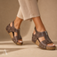 Women's Open-Toe with Front Zip and Slingback Platform Wedge Sandals