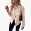 Women's Draped Lapels Zip Pockets Jacket