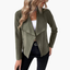Women's Draped Lapels Zip Pockets Jacket