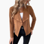 Women's Draped Lapels Zip Pockets Jacket