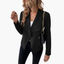 Women's Draped Lapels Zip Pockets Jacket