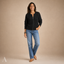 Women's Openwork Zip-Front with Round Neck and Ribbed Trim Cardigan
