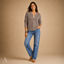 Women's Openwork Zip-Front with Round Neck and Ribbed Trim Cardigan